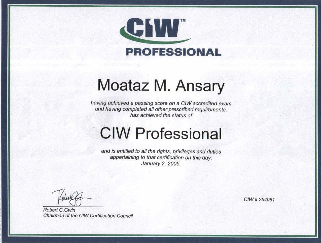 CIW Professional certificate