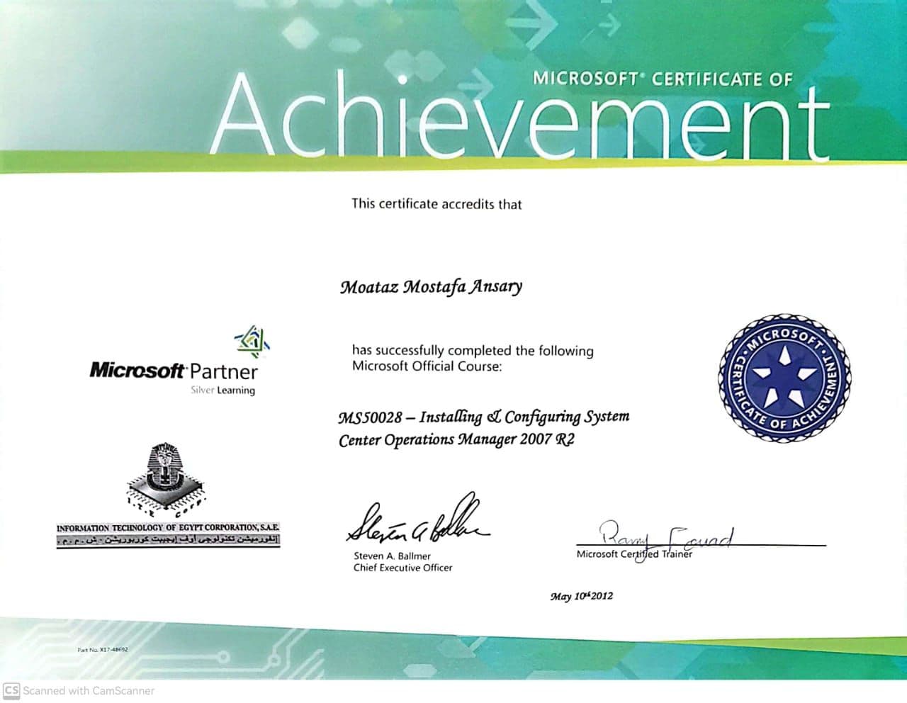 MS50028: Installing and Configuring System Center Operations Manager 2007 R2 certificate